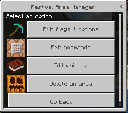Area option menu