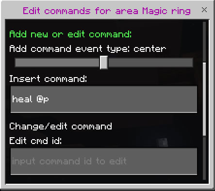 Edit or add commands to area